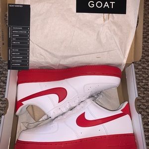 nike air force 1s red and white